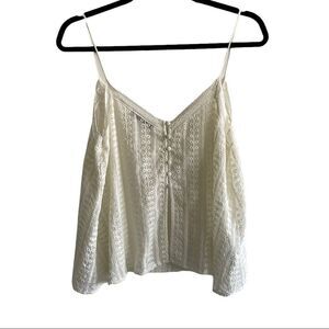 MANGO eyelet button front cami sleeveless blouse cream S
